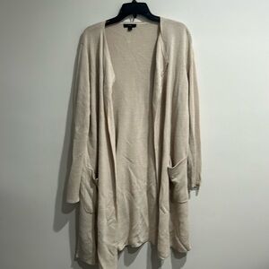 j.Crew Juliette Linen Collarless Sweater-Blazer - Ivory - Size L